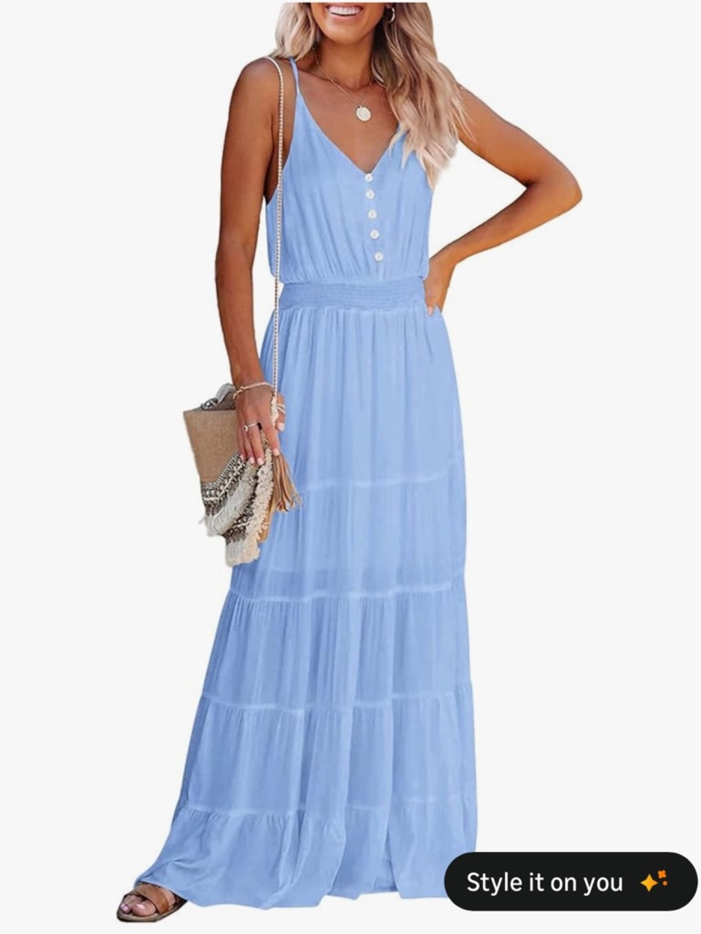 Light Blue Tiered Maxi Dress